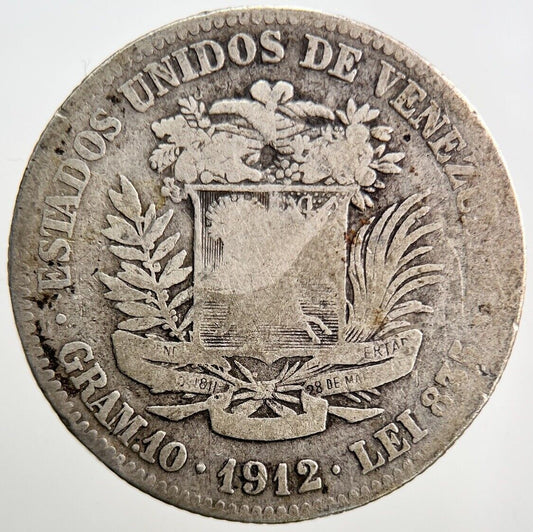 1912 Venezuela 2 Bolivar Silver Coin | Collectable Grade | a3721