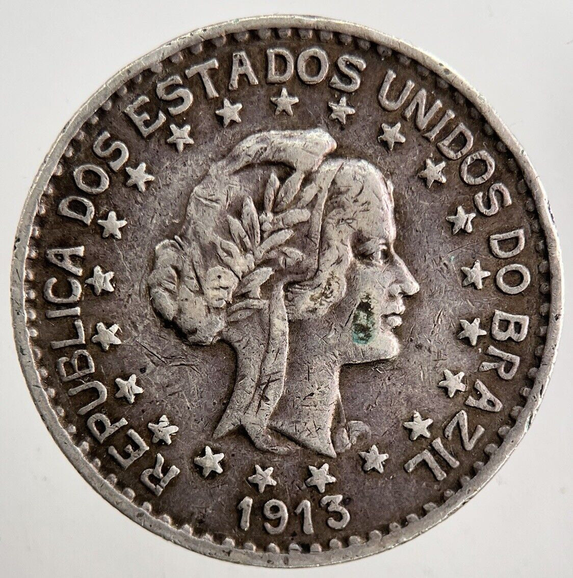 1913 Brazil 1000 Reis Silver Coin | Very High Grade | a5501