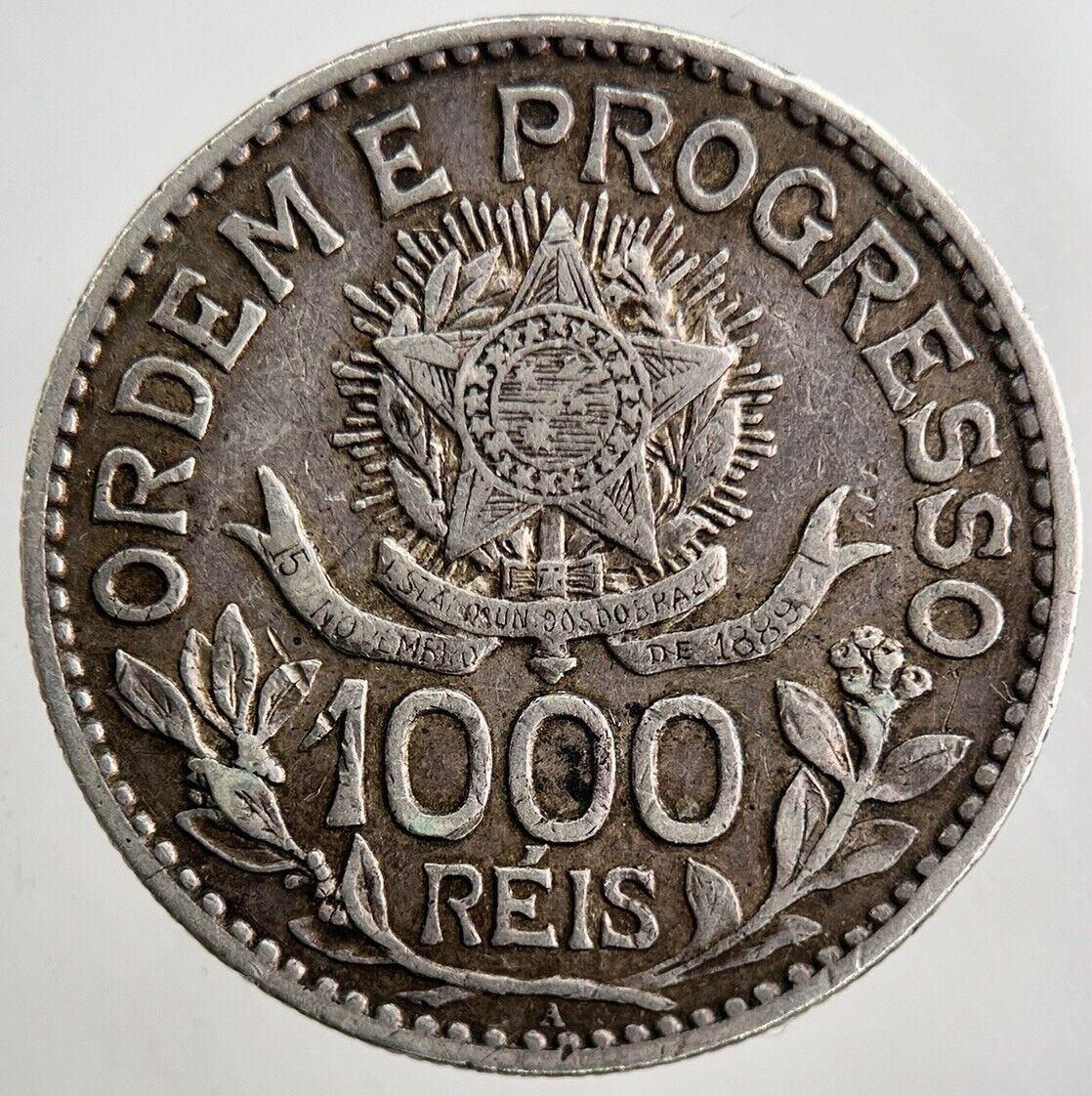 1913 Brazil 1000 Reis Silver Coin | Very High Grade | a5501