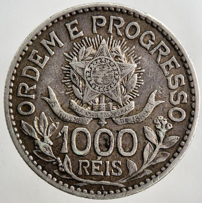 1913 Brazil 1000 Reis Silver Coin | Very High Grade | a5501