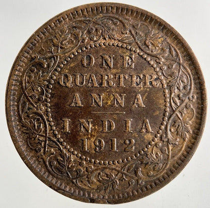 1912 India 1/4 Quarter Anna Coin | Fine Collectable Grade