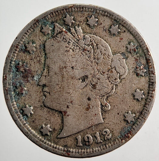 1912 US USA Nickel V 5 Cent Coin | Fine Collectable Grade