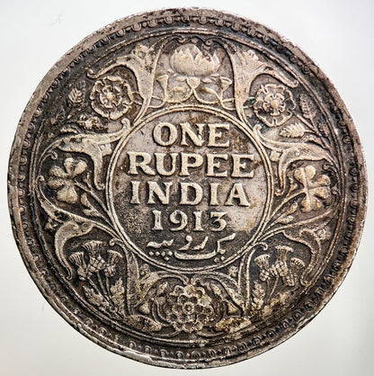 1913 India Rupee Silver Coin | Fine Collectable Grade | a106