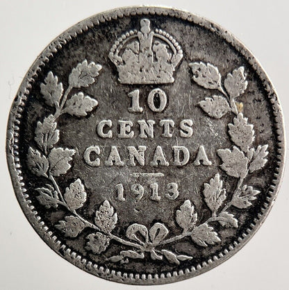1913 Canada 10 Cents Silver Coin | Collectable Grade | a3485