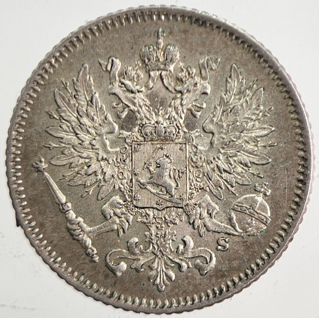 1913 Finland 25 Pennia Silver Coin | Very High Grade | a4863