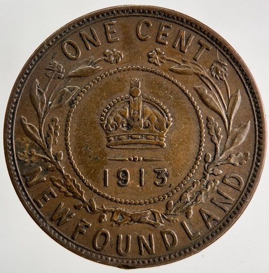 1913 Canada New Foundland One Cent Coin | Fine Collectable Grade