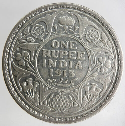 1913 India One Rupee Silver Coin | Fine Collectable Grade