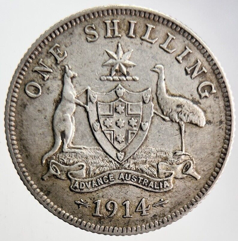 1914 Australia One Shilling Silver Coin | Very High Grade | a4618
