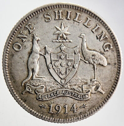 1914 Australia One Shilling Silver Coin | Very High Grade | a4618