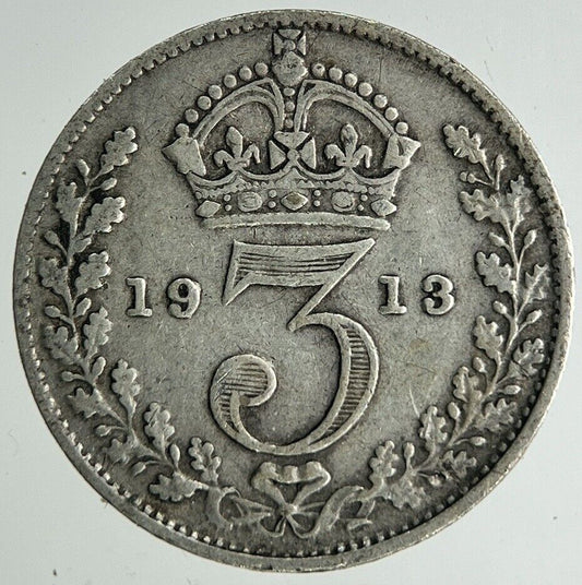 1913 George V Threepence Silver Coin | Fine Collectable Grade