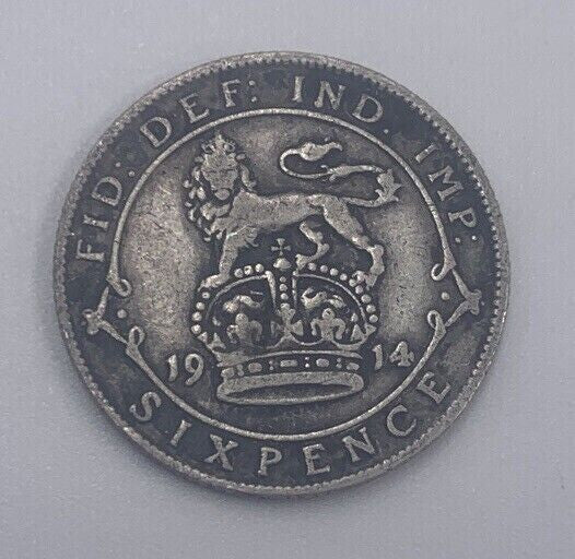1914 British Sixpence | Silver Coin | King George V | Collectable Grade | a034
