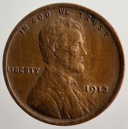 1913 Lincoln US USA One Cent Coin | Fine Collectable Grade | a1457
