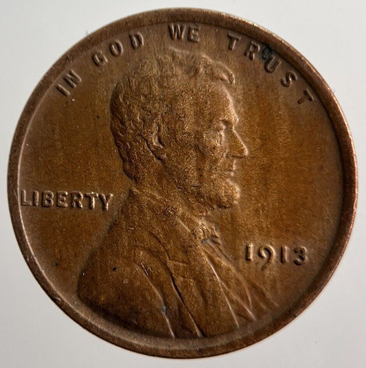 1913 Lincoln US USA One Cent Coin | Fine Collectable Grade | a1457