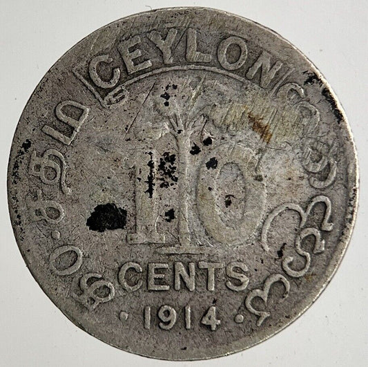 1914 Ceylon 10 Cents Silver Coin | Collectable Grade