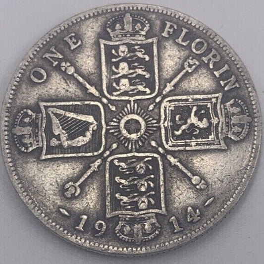 1914 George V Florin | British Silver Coin | Collectable Grade | a017