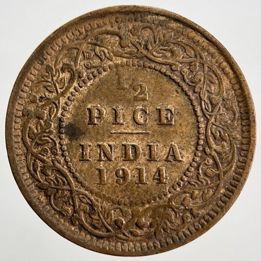 1914 India 1/2 Half Pice Coin | Fine Collectable Grade | a825