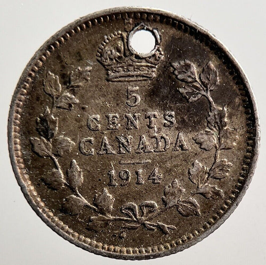 1914 Canada 5 Cents Silver Coin | Fine Collectable Grade | a3568