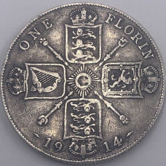 1914 George V Florin | British Silver Coin | Collectable Grade | a13