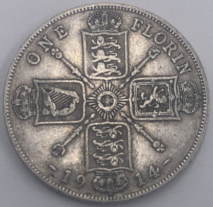 1914 George V Florin | British Silver Coin | Collectable Grade | a14