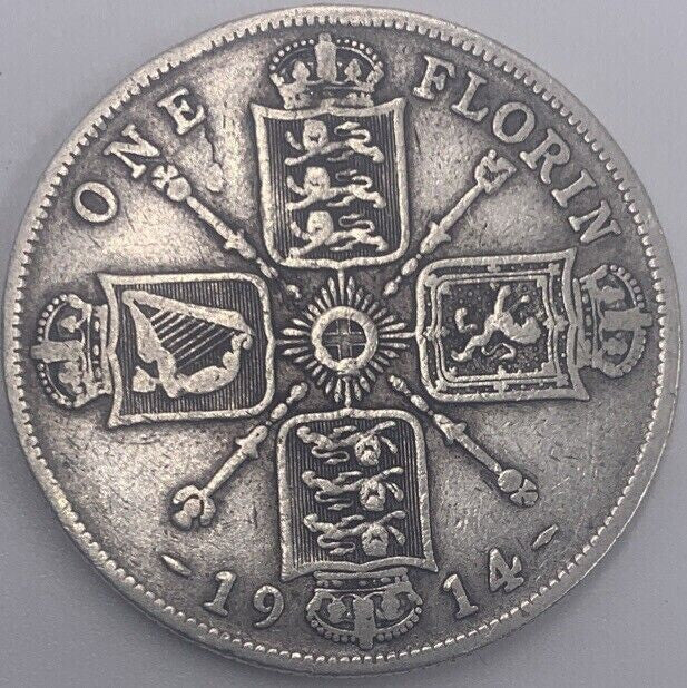 1914 George V Florin | British Silver Coin | Collectable Grade | a16