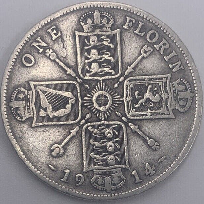 1914 George V Florin | British Silver Coin | Collectable Grade | a16