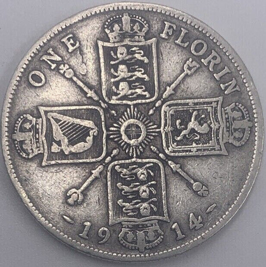 1914 George V Florin | British Silver Coin | Collectable Grade | a16