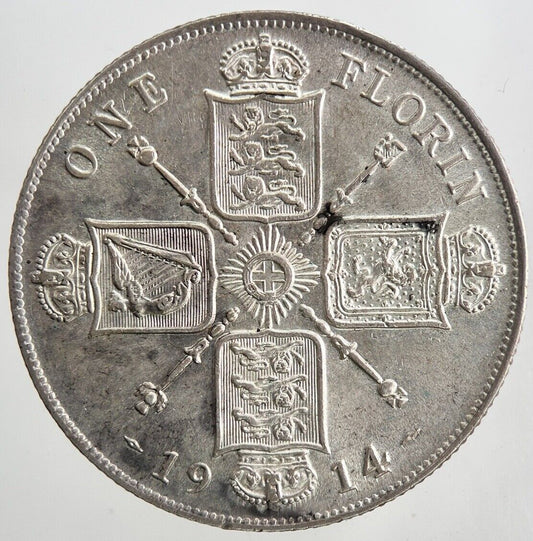 1914 George V Florin British Silver Coin | Very High Grade | a9089