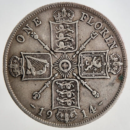 1914 George V Florin British Silver Coin | Fine Collectable Grade | a6833