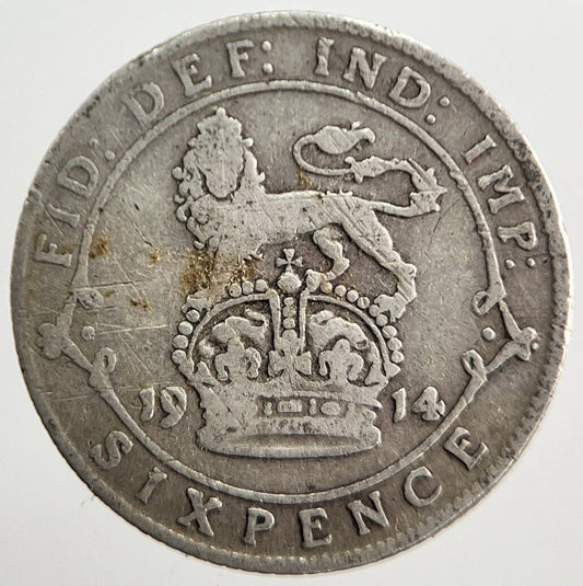 1914 George V Sixpence Silver Coin | Fair Grade | a7250