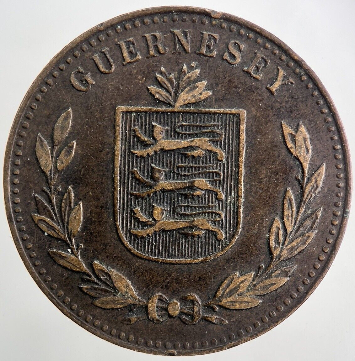 1914 Guernsey 8 Doubles Coin | Fine Collectable Grade