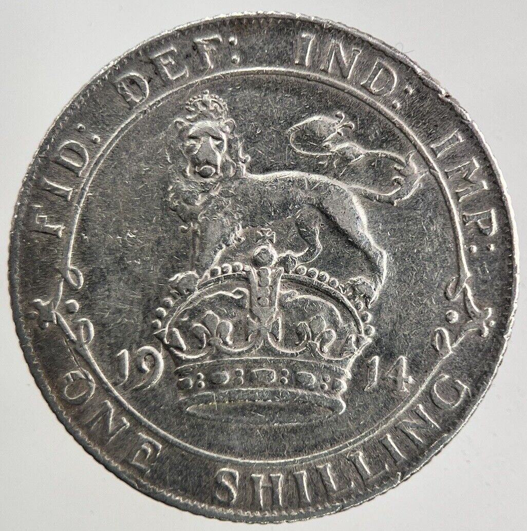 1914 George V One Shilling Silver Coin | Fine Collectable Grade