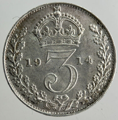 1914 George V Threepence Silver Coin | Very High Grade