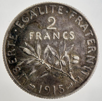 1915 France 2 Francs Silver Coin | Fine Collectable Grade