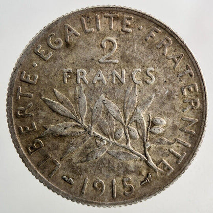 1915 France 2 Francs Silver Coin | Fine Collectable Grade