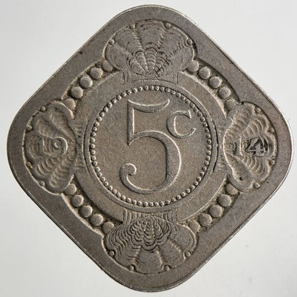 1914 Netherlands 5 Cent Coin | Fine Collectable Grade