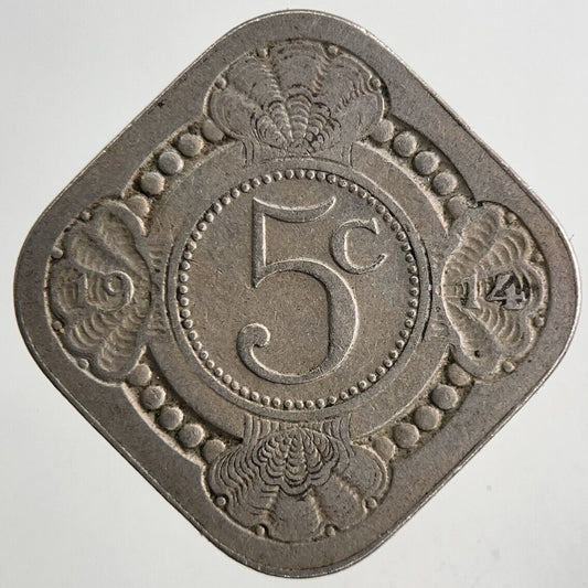 1914 Netherlands 5 Cent Coin | Fine Collectable Grade