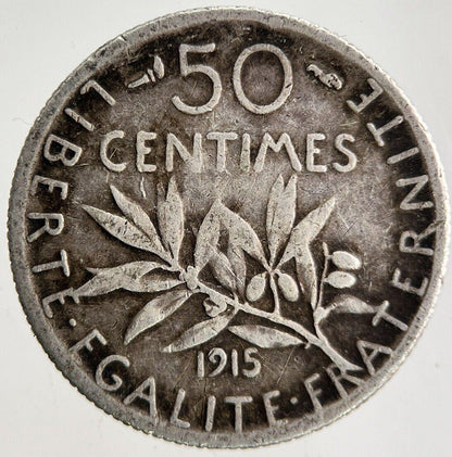 1915 France 50 Centimes Silver Coin | Collectable Grade