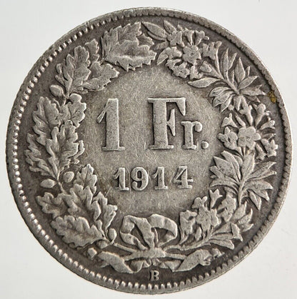 1914 Switzerland Swiss 1 Franc Silver Coin | Fine Collectable Grade