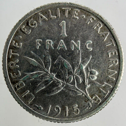1915 France 1 Franc Silver Coin | Fine Collectable Grade