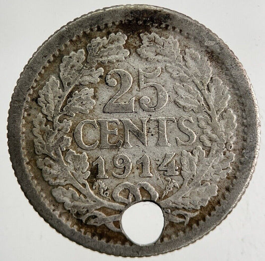 1914 Netherlands 25 Cents Silver Coin | Collectable Grade