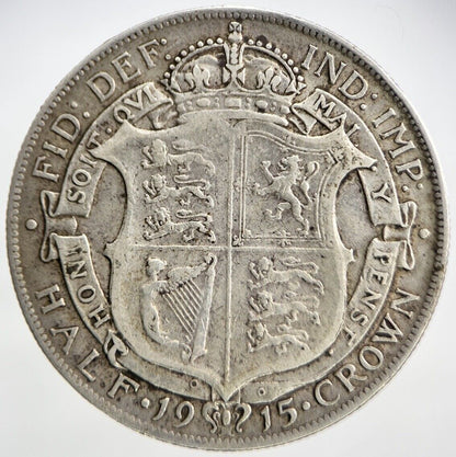 1915 George V Half-Crown | British Silver Coin | Fine Collectable Grade | a1106