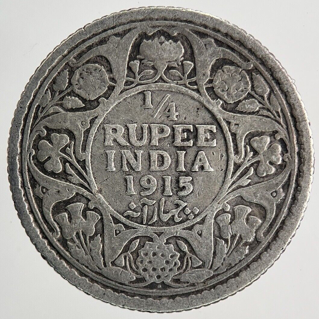 1915 India 1/4 Quarter Rupee Silver Coin | Collectable Grade | a6705