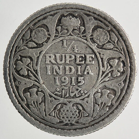 1915 India 1/4 Quarter Rupee Silver Coin | Collectable Grade | a6705