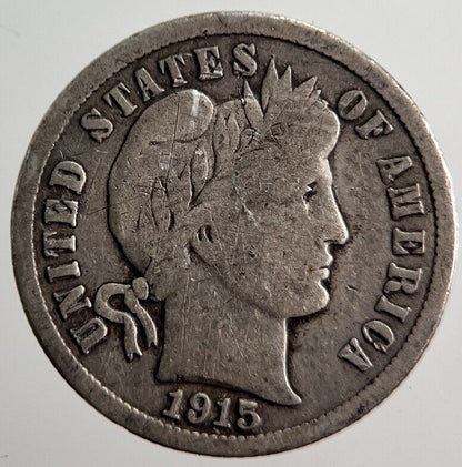 1915 US USA Barber One 1 Dime Silver Coin | Collectable Grade | a793