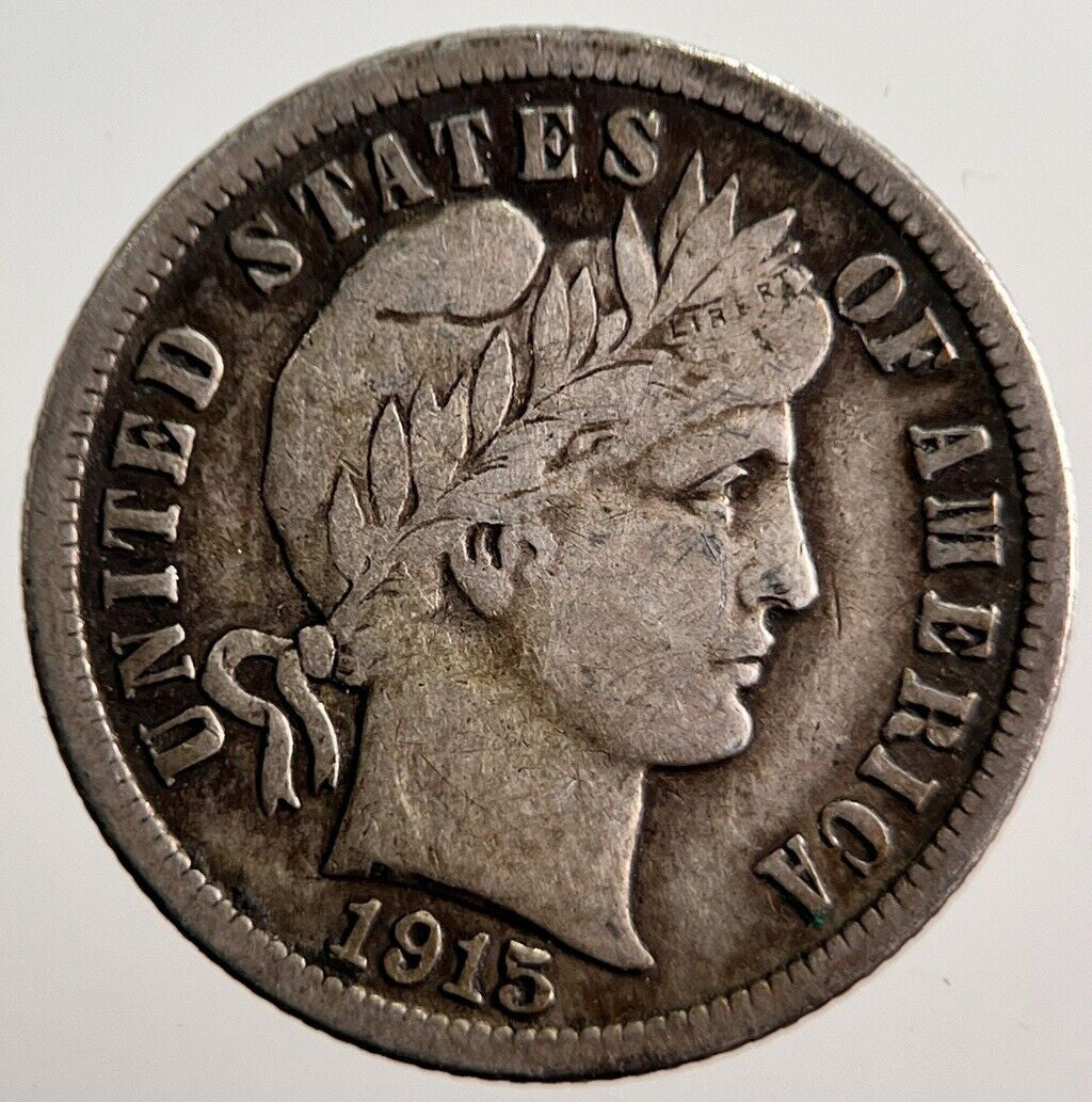 1915 US USA Barber One 1 Dime Silver Coin | Fine Collectable Grade | a2940