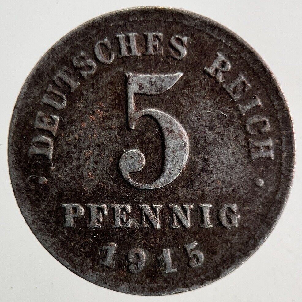 1915 Germany 5 Pfennig Coin | Fine Collectable Grade