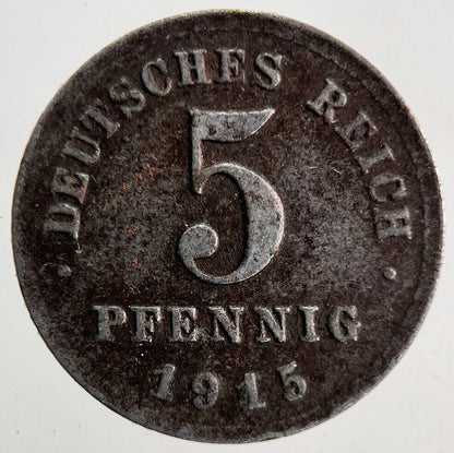 1915 Germany 5 Pfennig Coin | Fine Collectable Grade
