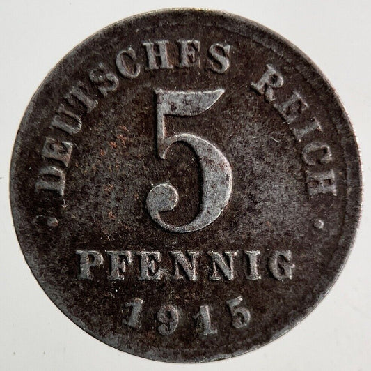 1915 Germany 5 Pfennig Coin | Fine Collectable Grade