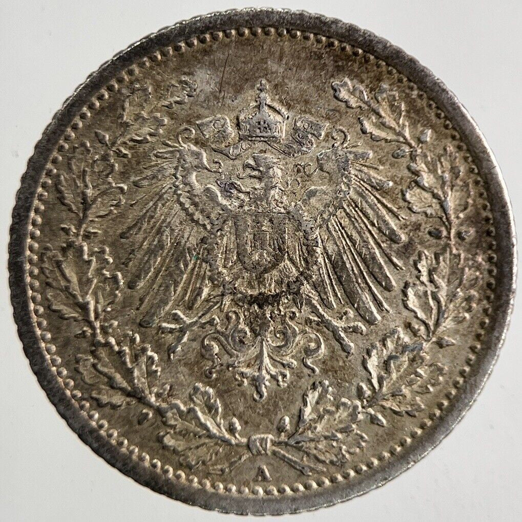 1915 Germany 1/2 Half Mark Silver Coin | Very High Grade
