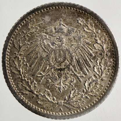 1915 Germany 1/2 Half Mark Silver Coin | Very High Grade